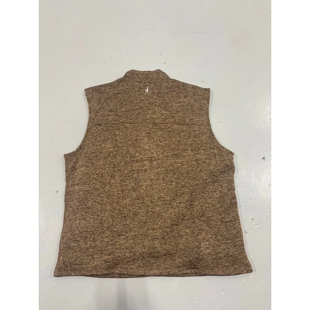 New johnnie-O Men's XL Sully 1/4 Zip Fleece Vest Brown Heather Performance GOLF